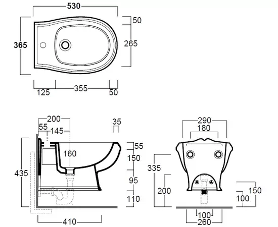 Simas Arcade 51x37cm Bidet Wiszący